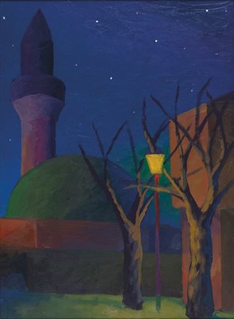 SALVO (1947-2015) Notturno 1990olio su tavola cm 30x20firmato e datato sul...