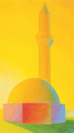 SALVO (1947-2015) Minareto 1990olio su tavola cm 60x33firmato e datato sul...