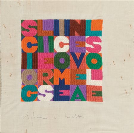 ALIGHIERO BOETTI (1940-1994) Sciogliersi come neve al sole 1988ricamo cm...