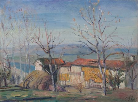 ESO PELUZZI (1894-1985) Mattino di novembre 1954olio su tavola cm...