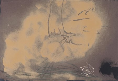 ANTONI TAPIES (1923-2012) Fullia 1985tecnica mista su cartone applicato su...