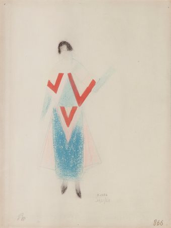 SONIA DELAUNAY (1885-1979) Project de Robe 1921-1922 pastello su carta cm...