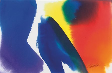 PAUL JENKINS (1923-2012) Phenomena Incline of Blue 1990acquerello su carta cm...