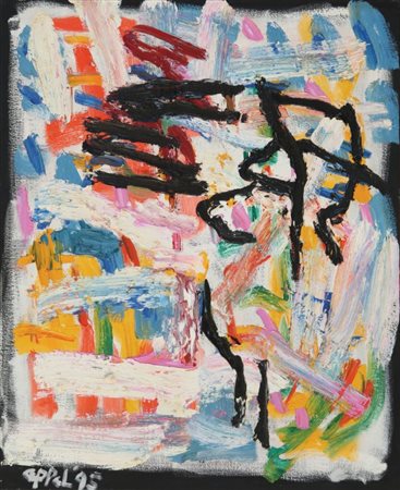 KAREL APPEL (1921-2006) Astratto 1995 olio su tela cm 100x81firmato e datato...