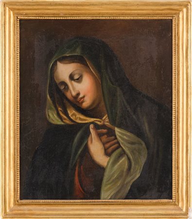 OLIO su tela "Madonna". Italia XIX secolo Misure: cm 56 x 48