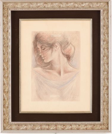 F. BRUNETTI PASTELLO "busto femminile". XX secolo Misure: cm 60 x 50