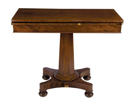Tavolo da Gioco del XIX secolo in legno di mogano, con piano a libro, fusto...