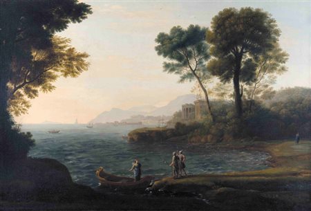 Seguace DI Claude Lorrein Chamagne 1600-Roma 1682 Imbarco di Carlo e Ubaldo...