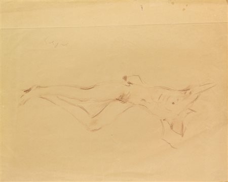 Filippo De Pisis, Nudo Disteso, matita marrone su carta, cm. 34,6x43,...
