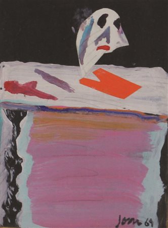 Asger Jorn, Composizione, 1969, collage su cartoncino, cm. 20x14,6, firmato e...