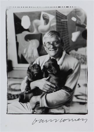 David Hockney, David Hockney with Two Dogs, Stanley and Boodgie. Los Angeles,...