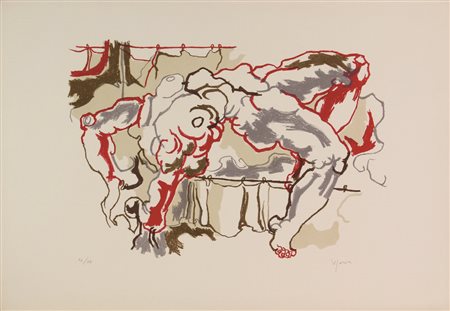 Antonietta Viganone, Mutevole cromatico. Nudo femminile, 1980, litografia su...