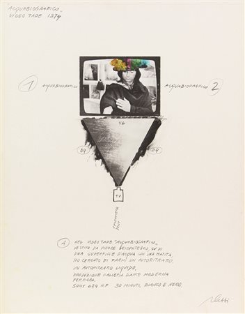 Fabrizio Plessi, "Acquabiografico" Video Tape 1974, tecnica mista e collage...