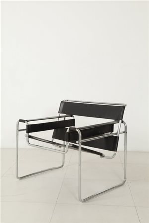 MARCEL BREUER Una poltrona "Vassily", produzione GAVINA, anni '60. Tubo di...