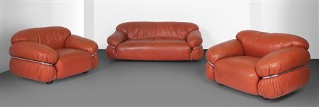 GIANFRANCO FRATTINIUn sofa e due poltrone "595/Sesann" per CASSINA, 1970....
