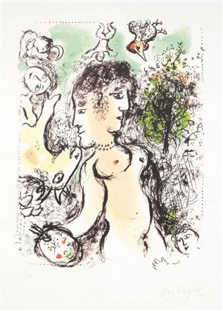 Marc Chagall Vitebsk 1887 - Saint Paul de Vence 1985 Nu au Visage double,...