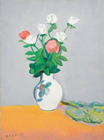 Giuseppe Cesetti Tuscania (Vt) 1902 - 1991 Vaso di fiori n. 4, 1980-82 Olio...