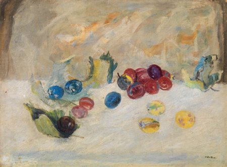 Angelo Del Bon Milano 1898 - Desio (MB) 1952 Foglie e frutta sul tavolo, 1948...