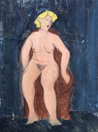 Enrico Baj Milano 1924 - Vergiate (Va) 2003 Piccolo nudo seduto, 1948 Gouache...