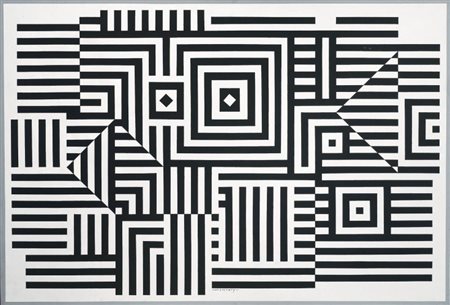 Victor Vasarely Pecs 1908 - Parigi 1997 RIU - KIU - NEG, 1955 Acrilico su...