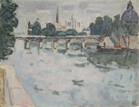 Mario Vellani Marchi (Modena 1895 - Milano 1979) "Paris. Pont des Arts" 1955...