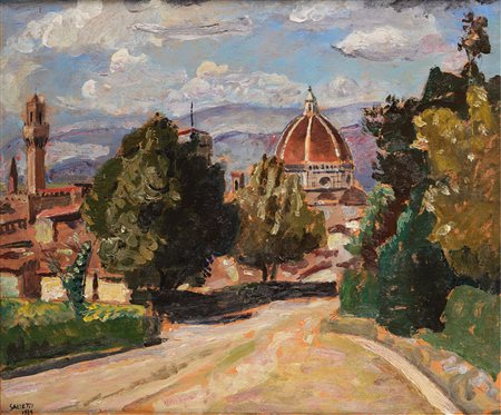 Alberto Salietti (Ravenna 1892 - Chiavari 1961) "Veduta di Firenze" 1929 olio...