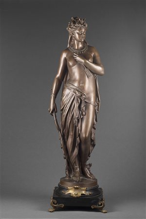 Jean-Louis Gregoire (Parigi 1840 - 1890) "Diana cacciatrice" scultura in...