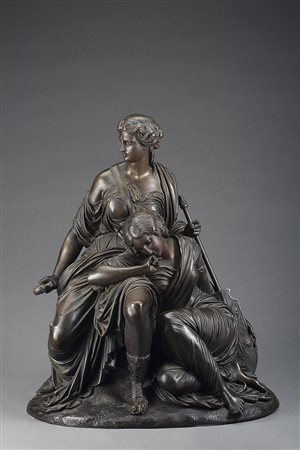 Gautier ( 0 - 0) "Scena allegorica con figure femminili" scultura in bronzo...