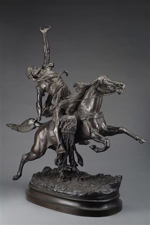 Prosper Lecourtier (Gremilly 1851 - Parigi 1924) "La fantasia araba" scultura...