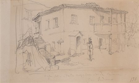 Gerolamo Induno (Milano 1825 - 1890) "Casa dello Stato Maggiore Sardo -...