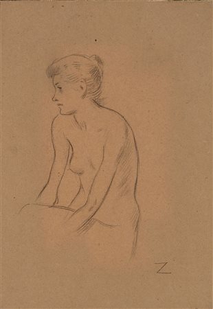 Federico Zandomeneghi (Venezia 1841 - Parigi 1917) "Nudo femminile" disegno...