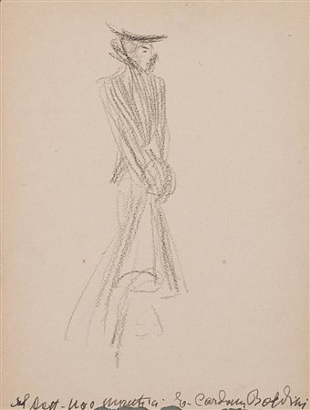 Giovanni Boldini (Ferrara 1842 - Parigi 1931) "Figura femminile" disegno (cm...