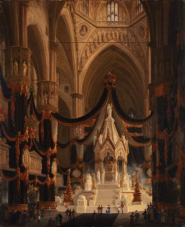 Federico Moja (Milano 1802 - Dolo 1885) "Interno del Duomo di Milano coll'...