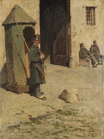 Achille Formis Befani (Napoli 1832 - Milano 1906) "La sentinella" olio su...