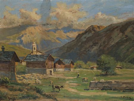 Silvio Poma (Trescore Balneario 1840 - Turate 1932) "Scorcio di montagna"...