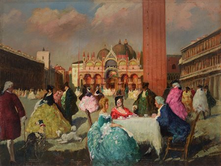 Erma Zago (Bovolone 1880 - Milano 1942) "Maschere in Piazza San Marco....