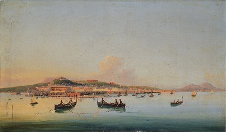 ( 0 - 0) Scuola di Posillipo del XIX Secolo "Veduta del Golfo di Napoli" olio...
