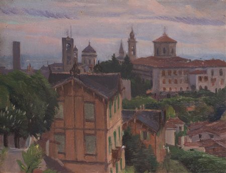 Ruggero Focardi (Firenze 1864 - Quercianella 1934) "Bergamo Alta dalla Via di...
