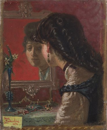 Elia Todeschini (Attivo a Milano fra il 1854 e il 1888 0 - 0) "Allo specchio"...
