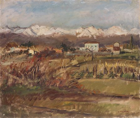 Cesare Monti (Brescia 1891 - Bellano 1959) "Paesaggio d'autunno" olio su tela...