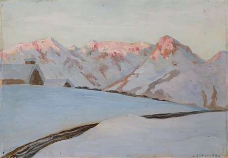 Ernesto Barbero (Torino 1887 - 1936) "Studio del quadro: Primi Raggi" olio su...
