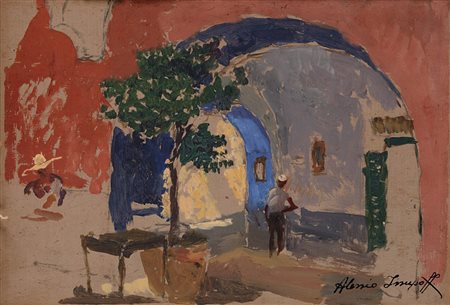 Alessio Issupoff (Vjatka 1889 - Roma 1957) "Studio con figure e anchitetture"...