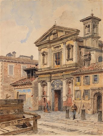 Arturo Ferrari (Milano 1861 - 1932) "Chiesa della Madonna della Salute" 1900...