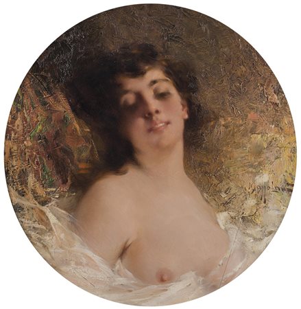 Enrico Mazzolani (Senigallia 1876 - Milano 1968) "Nudo femminile" olio su...