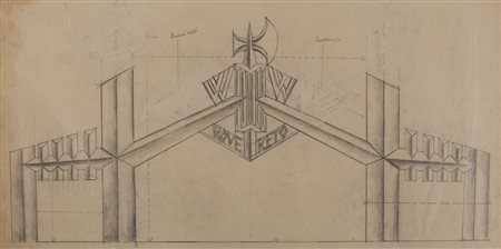 Fortunato Depero (1892-1960) Progetto per arco trionfale a Rovereto matita su...