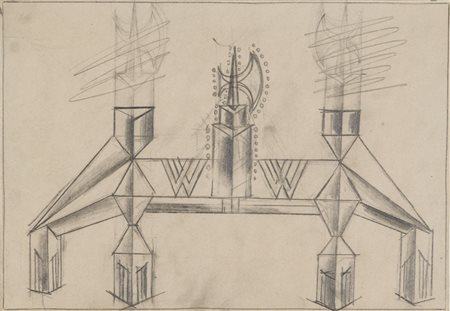 Fortunato Depero (1892-1960) Progetto per arco trionfale matita su carta cm...