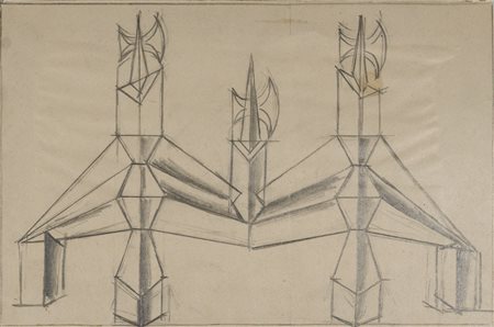 Fortunato Depero (1892-1960) Progetto per arco trionfale matita su carta cm...