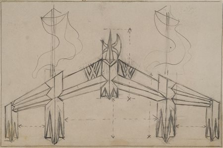 Fortunato Depero (1892-1960) Progetto per arco trionfale matita su carta cm...