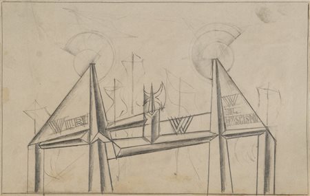 Fortunato Depero (1892-1960) Progetto per arco trionfale matita su carta cm...