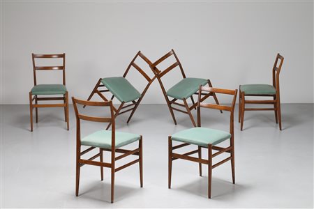 PONTI GIO' (1891 - 1979) Sei sedie modello Leggere prodotte nel 1954 dalla...